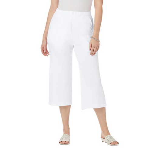 Jessica London Women's Plus Size Soft Ease Wide Crop - 1x, White : Target