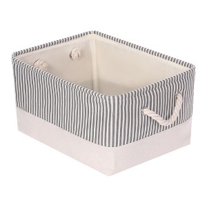 Unique Bargains Stripe Print Fabric Collapsible Organizer Storage Basket Bin 1 Pc - 1 of 4