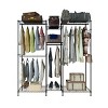 Karl Home Transformable Black Iron Open Wardrobe with 4 Rows of Rails & 7-Layer Shelves 70.9x13.8x76.8 Inches - 3 of 4