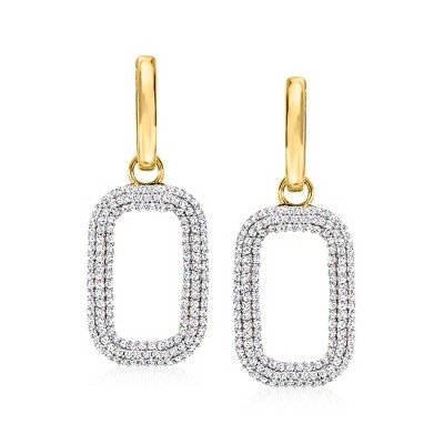 Ross-Simons 2.40 ct. t.w. White Topaz Paper Clip Link Hoop Drop Earrings in 18kt Gold Over Sterling