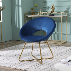 ORRD Velvet Accent Chair with Gold Base, Modern Upholstered Curved Back Sled Chair for Living Room, Bedroom，Blue - 1 of 4