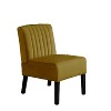 Yellow mid-century modern chair set of 2 with minimalist design, elegant velvet upholstery and solid wood legs - 3 of 4