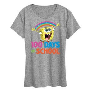 Women's - SpongeBob SquarePants - 100 Days Of School Spongebob Short Sleeve Graphic T-Shirt - 1 of 4