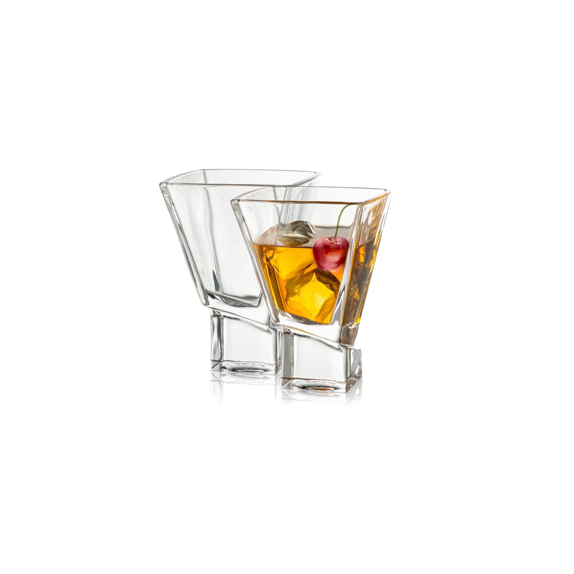JoyJolt Carre Collection Cocktail Glasses - Set of 2 Square Heavy Base Martini Glass Set - 8-Ounce