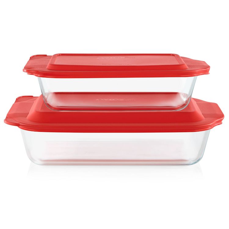 Pyrex Deep 4pc Glass Bakeware Set: Clear Baking Dishes with Lids ...