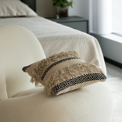Handwoven 17" Cotton Euro Throw Pillow with Boho Design