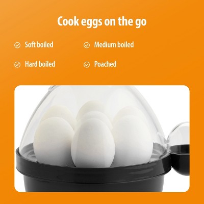 Toastmaster Black Electric Egg Cooker with Auto-Off and Poaching Tray