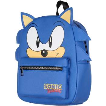 Sonic The Hedgehog Character with 3-D Ears and Quills Mini Faux Leather Backpack Blue