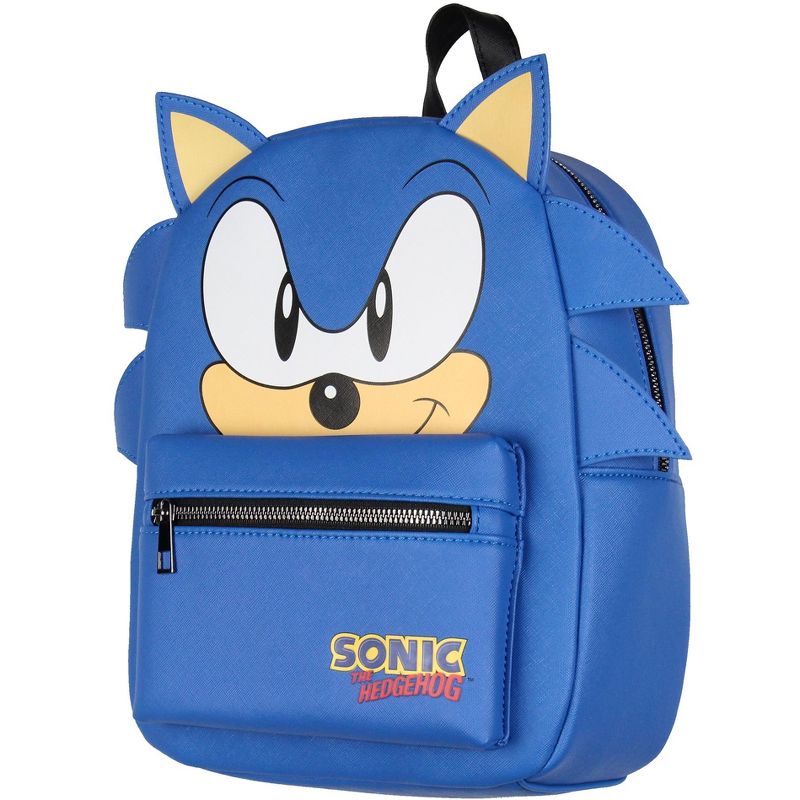 Sonic The Hedgehog Character with 3-D Ears and Quills Mini Faux Leather Backpack Blue, 1 of 5