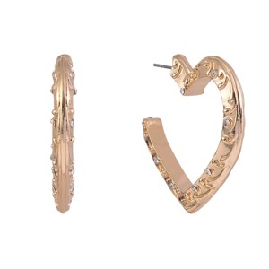 RACHEL Rachel Roy Gold Tone Textured Post Heart Earrings - 1 of 4