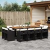 vidaXL 9 Piece Patio Dining Set with Cushions Poly Rattan - Gray Wood 8 Chairs - 2 of 4