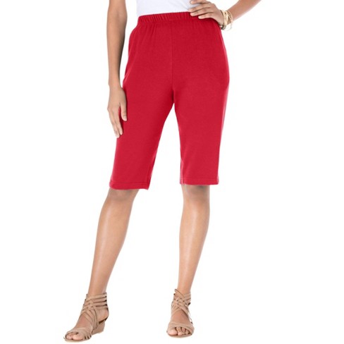 Roaman's Women's Plus Size Soft Knit Bermuda Short - M, Red : Target