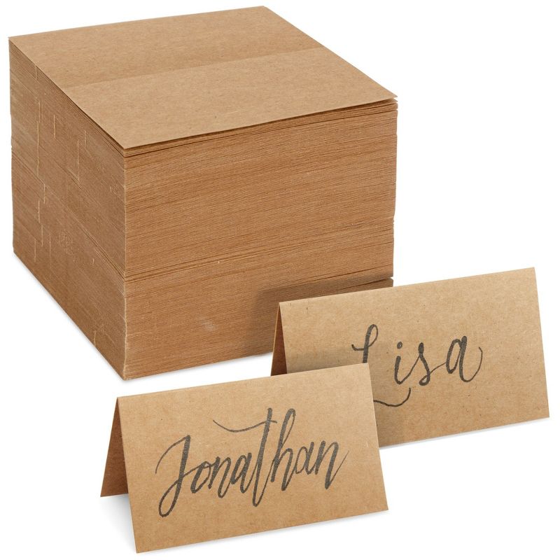 Juvale 200 Pack Kraft Paper Place Cards for Table Setting - Blank Table Name Cards for Wedding (Brown, 3.5 x 2 In), 1 of 9