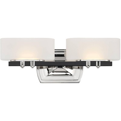Minka Lavery Modern Wall Light Coal Polished Nickel Hardwired 17 1/4" 2-Light Fixture LED Frosted White Glass Shade for Bathroom