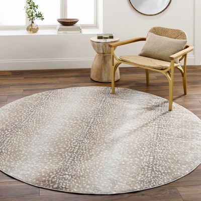 Gray and Beige Antelope Print Medium Pile Area Rug