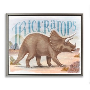 Stupell Industries 25"x31" Kids' Triceratops in Nature Wall Art Framed - 1 of 4