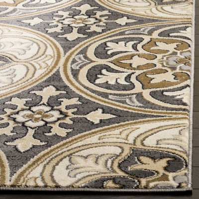 Safavid Style Brown and Beige Synthetic Tufted Area Rug