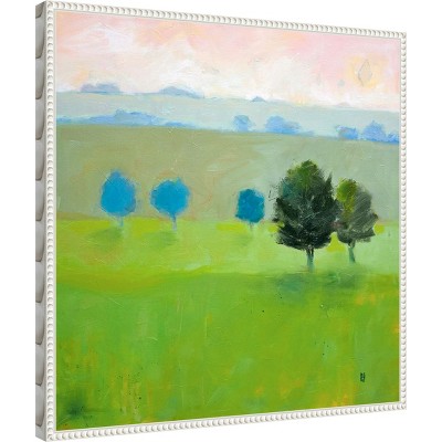 Gascony Trees Contemporary Landscape Canvas Wall Art in White Frame