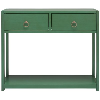 Sadie Turquoise Iron and Wood Console Table with Storage