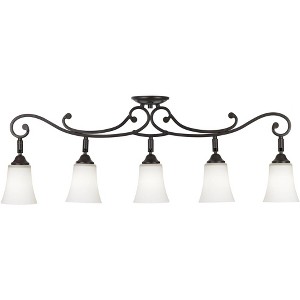 Pro Track Leaf and Vine 5-Head Ceiling Track Light Fixture Kit Spot Light Brown Oil Rubbed Bronze Finish White Glass Western Kitchen 36" Wide - 1 of 4