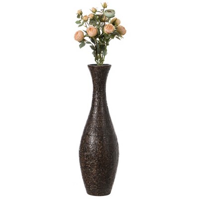 Uniquewise Modern Decorative Brown Textured Design Floor Flower Vase, for Living Room, Entryway or Dining Room, 31 inch