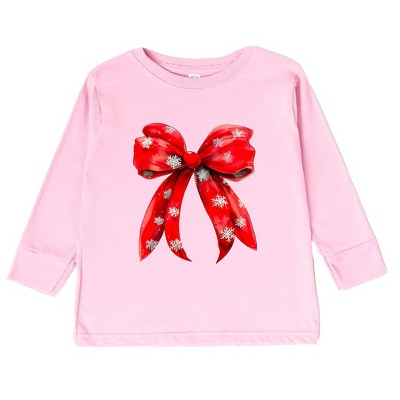 The Juniper Shop Coquette Christmas Snowflake Bow Toddler Long Sleeve Tee