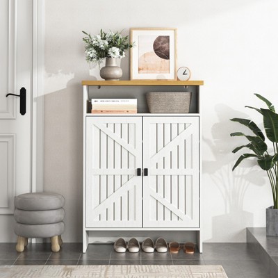 TiramisuBest Modern Minimalist MDF Shoe Cabinet Sliding Door Space Saving Entrance Hallway Storage