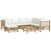 vidaXL 8-Piece Bamboo Patio Lounge Set with Cream White Cushions - Comfortable Outdoor Seating with Functional Table and Footstool - 3 of 4