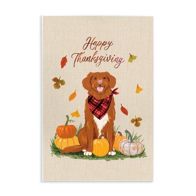 Stupell Industries Happy Thanksgiving Pumpkins Dog Wall Plaque Art