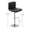 Set of 2 Bar Stools PU Leather Adjustable Barstool Low Back Swivel Pub Chairs Black - 2 of 4