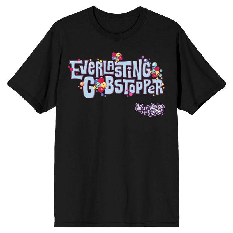 Willy Wonka & The Chocolate Factory Everlasting Gobstopper Men's Black T-shirt, 1 of 3