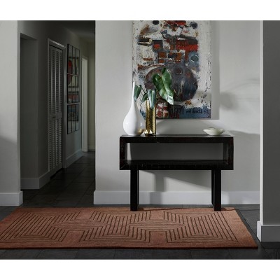 Copper Geometric Hand-Tufted Wool Rectangular Rug 2' x 3'