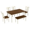 NicBex Dining Room Table Set for 6 Dining Table with MDF Tabletop, 4 Wooden Chairs and 1 Bench for Dining Room, Walnut - 4 of 4