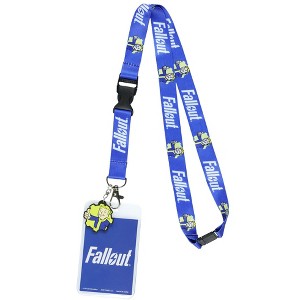 Fallout Lanyard Vault 101 Clear ID Badge Holder with Pip-Boy Rubber Charm Blue - 1 of 4