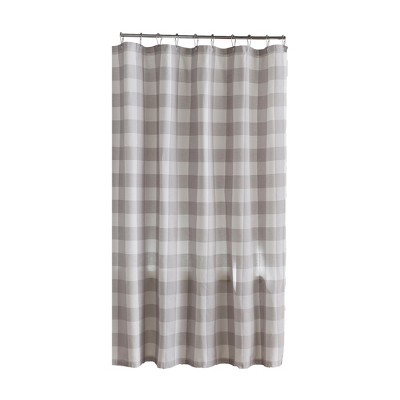 Gray and White Buffalo Check Cotton Shower Curtain
