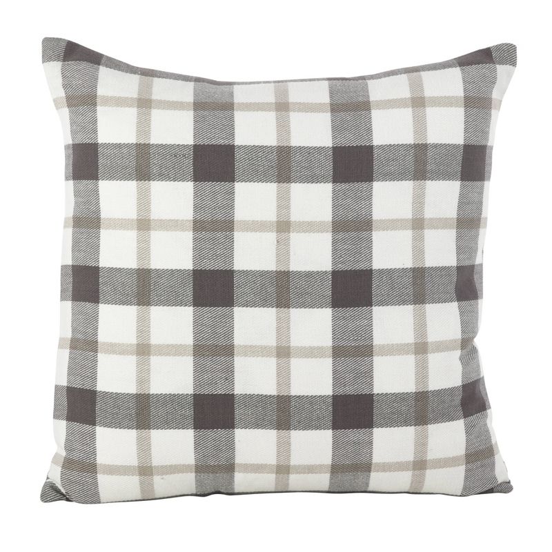 Plaid Down Filled Throw Pillow Gray - Saro Lifestyle, 1 of 7