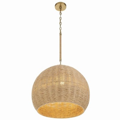Jace Soft Gold and Jute 3-Light Pendant