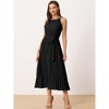 Allegra K Women's Sleeveless Halter Neck Belted A-Line Cocktail Pleated Maxi Sundresses - 2 of 4