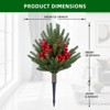 2 Pack Artificial Topiary with Ground Spike, UV Resistant Faux Greenery Shrubs, Fake Christmas Evergreen Plant for Front Porch Garden - 3 of 4