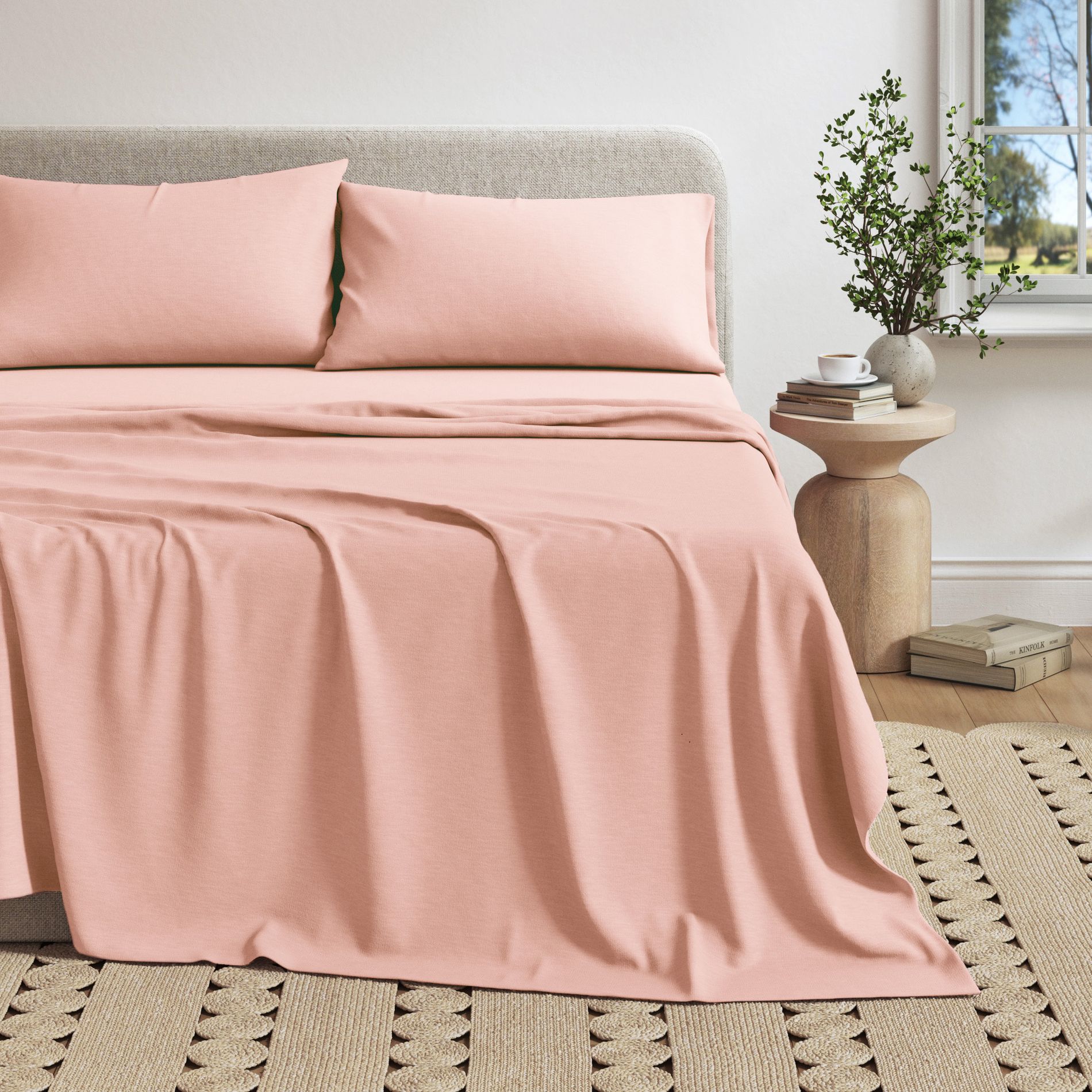 Ultra-Soft Cotton Heathered Melange Jersey Knit Sheet Set - Great Bay Home