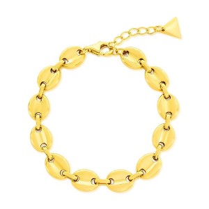 Bella Silver Sterling Silver, Polished Marina Link Bracelet - Gold Plated - Gold - 7+1 Inch - 1 of 2