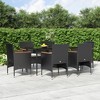 vidaXL 9 Piece Patio Dining Set with Cushions Black - 63" Table Length Black 6 Chairs - 2 of 4
