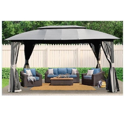 VisioGear Outdoor Gazebo with Double Roofs, Gazebo Canopy Tent for Deck Backyard Garden, Gray, 168"*120"*105.6"