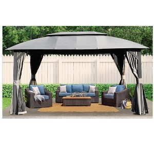 VisioGear Outdoor Gazebo with Double Roofs, Gazebo Canopy Tent for Deck Backyard Garden, Gray, 168"*120"*105.6" - 1 of 4