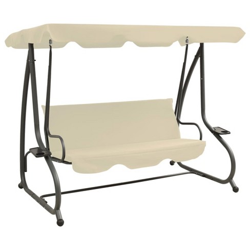 vidaXL Outdoor Swing Bench with Canopy Sand White - image 1 of 4