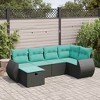 vidXL 6 Piece Patio Sofa Set - Black Poly Rattan Outdoor Furniture with Cushions and Storage - Steel Frame for Garden/Terrace - 2 of 4