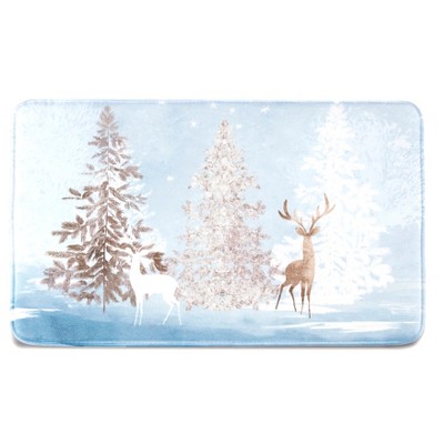 Lakeside Christmas Bathroom Rug - Winter Wonderland Memory Foam Bath Mat