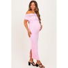 Pinkblush Light Pink Ruched Mesh Foldover Off Shoulder Maternity Maxi Dress - 3 of 4