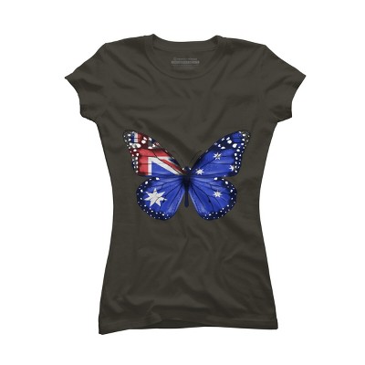 Junior's Design By Humans Butterfly Flag Of Australia By GiftsIdeas T-Shirt
