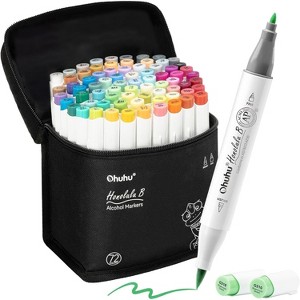 Ohuhu Brush Tip Alcohol Markers Set - Double Tipped - 72 Colors- Alcohol-based Refillable Ink - Fine & Brush Dual Tips - Honolulu B of Ohuhu Markers - 1 of 4